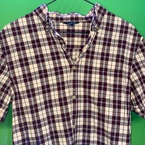 Men’s George Button Down Casual shirt Great plaid pattern pocket front like new